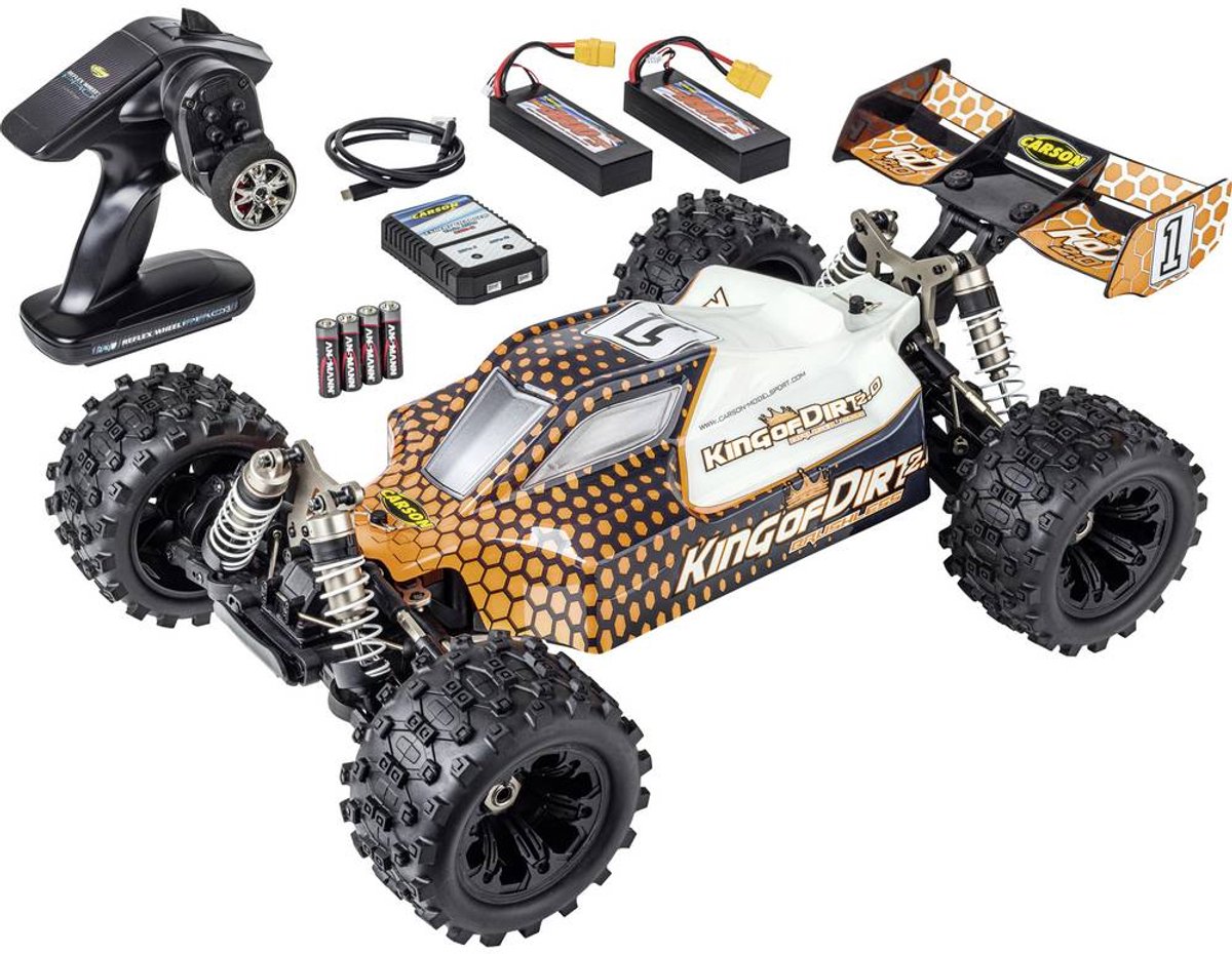 Carson Modellsport King of Dirt 2.0 Oranje, Zwart 1:8 RC auto Elektro Buggy 100% RTR 2,4 GHz Incl. accu, oplader en batterijen voor de zender