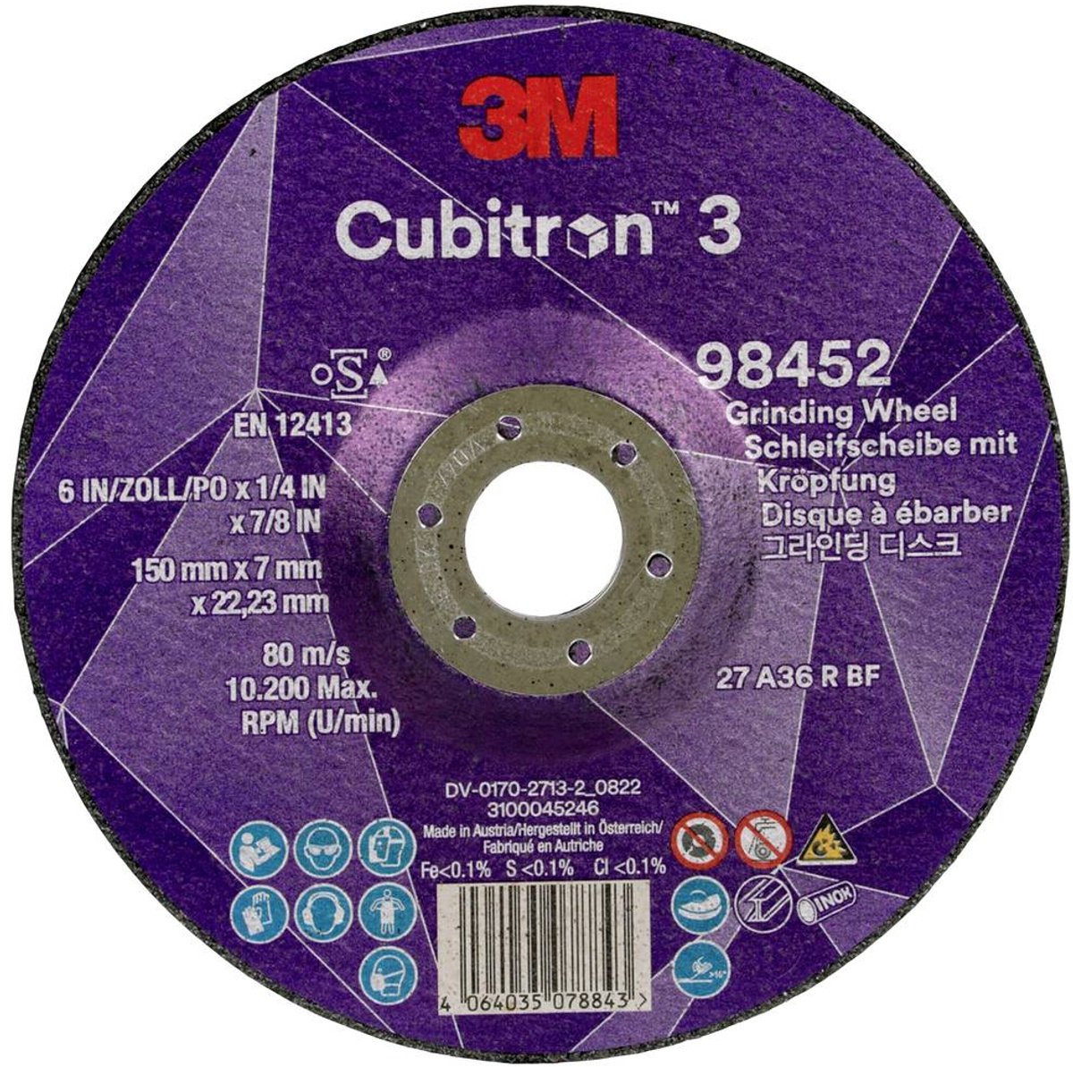 Cubitron 98452 Afbraamschijf Diameter 150 mm Boordiameter 22.23 mm 10 stuk(s)