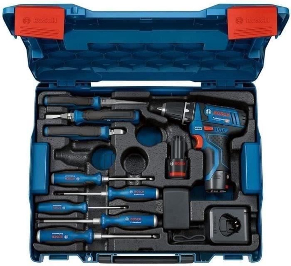 Bosch Professional GSR 12V-15 Professional und Handwerkzeuge 060186810R Gereedschapsset Accu-schroefboormachine