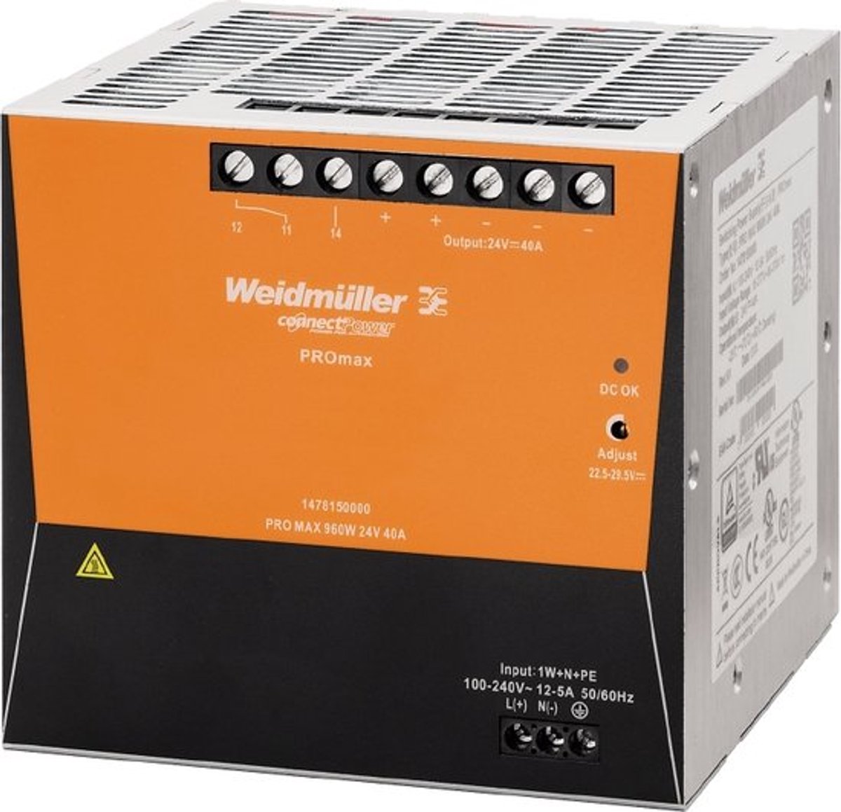 Weidmüller 1478150000 DIN-rail netvoeding 24 V/DC 40 A 960 W Inhoud 1 stuk(s)