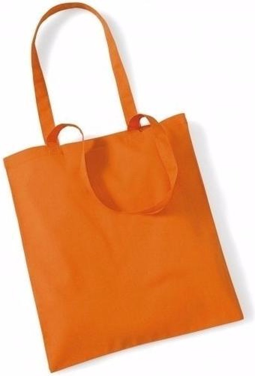 100x Katoenen schoudertassen draagtasjes oranje 42 x 38 cm -