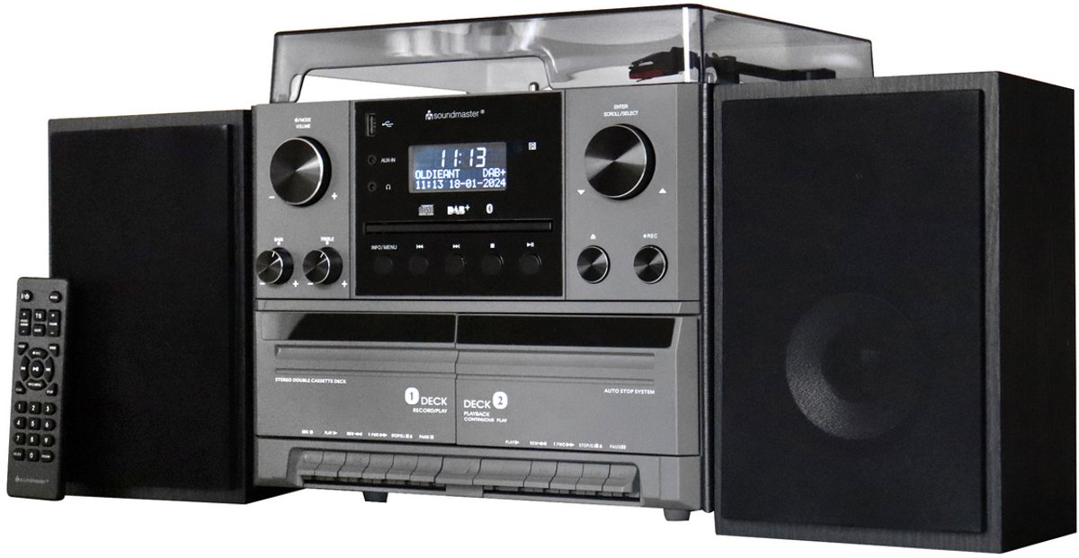 Soundmaster MCD5600SW - Muziekcenter - DAB+ Bluetooth Platenspeler CD Cassette - Zwart