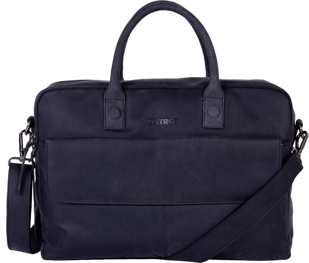 DSTRCT Wall Street Aktetas - 17 inch laptoptas - Zwart