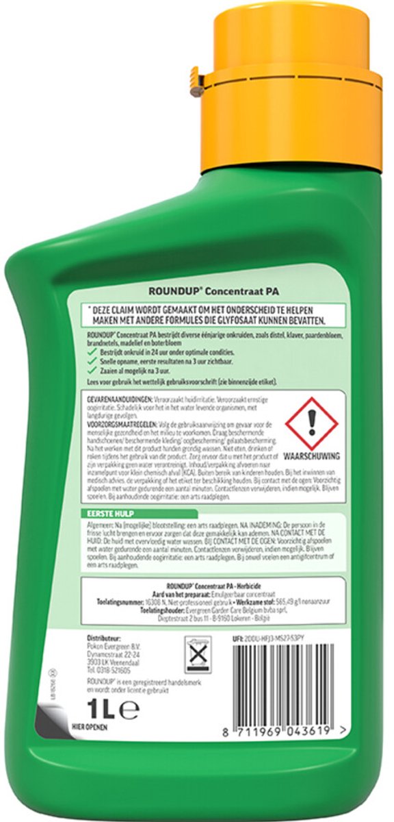 3x Roundup PA Totaal Onkruidvrij Concentraat 1 liter