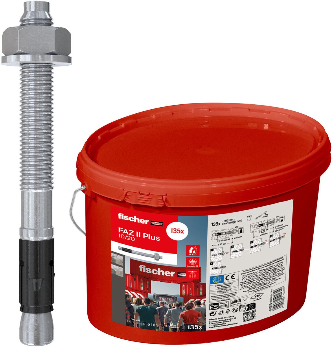 Fischer 568858 FAZ II Plus 10/20 Eimer (135) Boutanker 105 mm 10 mm 135 stuk(s)