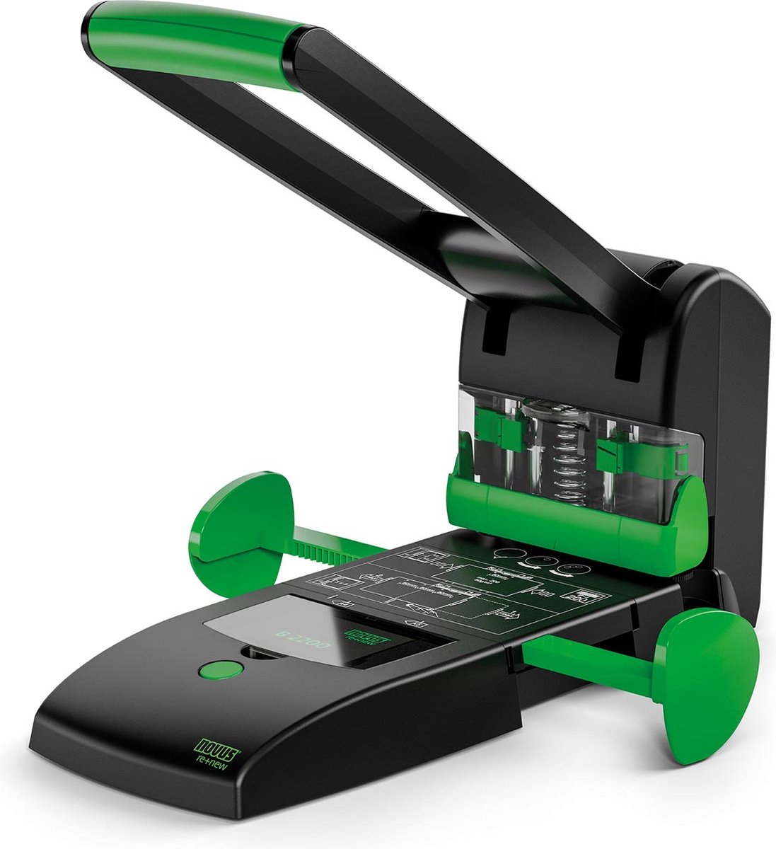 Novus Office 025-0651 Blokperforator 60-B2200RENEW Zwart/groen Instelformaat (max.): DIN A4 200 vel (80 g/m²)