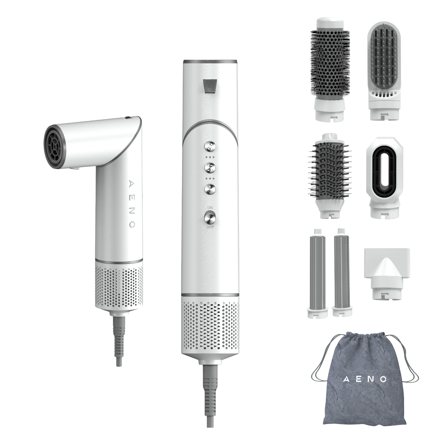 Aeno Multifunctionele Haardroger/styler Hs1 1200w IONisator 4 Temperatuurstanden 3 Snelheidsstanden Föhn Wit