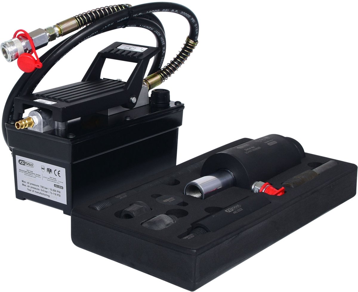 KS Tools 440.9991 Hydraulische eenheid 16 t, met lucht-hydraulische pomp, 13-delig