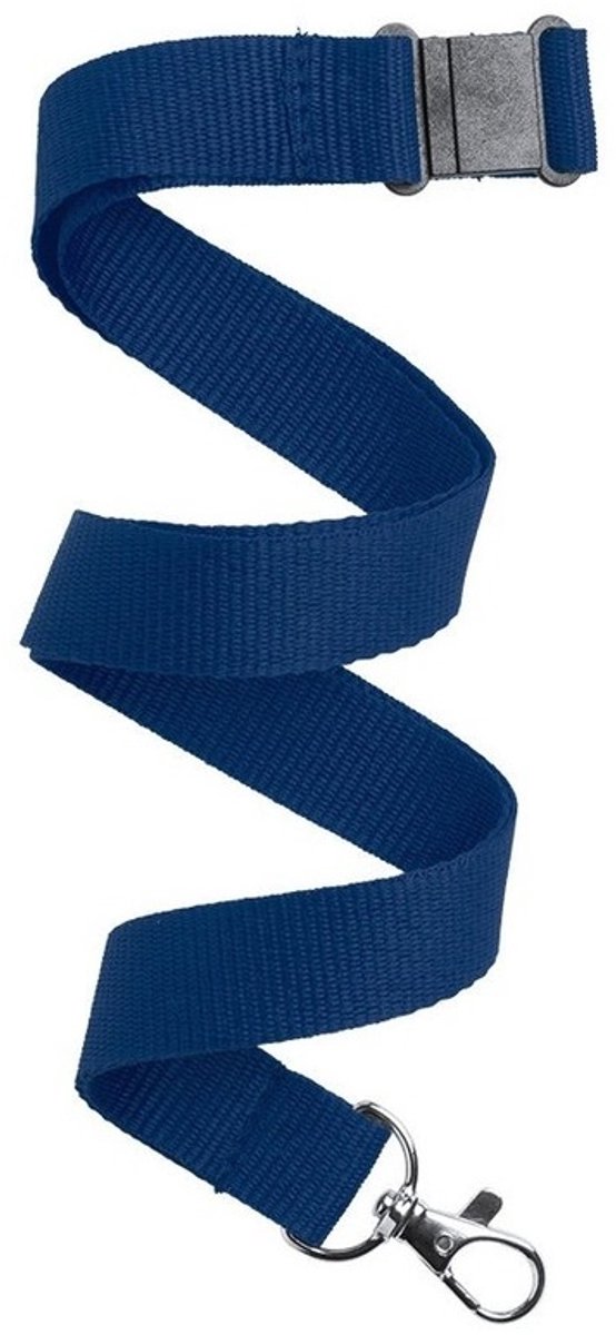 80x Keycord/lanyard donkerblauw met sleutelhanger 50 cm -