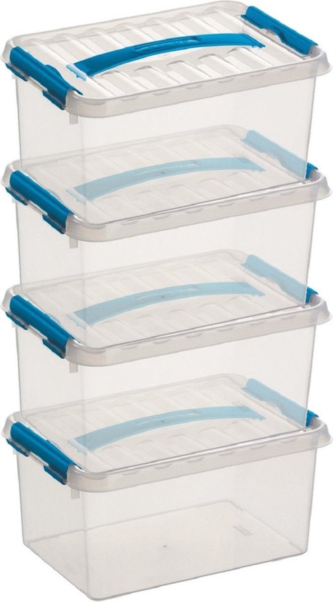 12x sunware q-line opberg box/opbergdoos - 6 liter - 30 x 20 x 14 cm - kunststof - transparant -