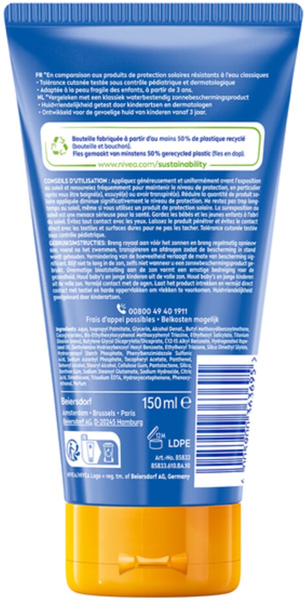 6x NIVEA Sun Protect&Hydrate Zonnecrème Kids Swim&Play SPF 50+ 150 ml