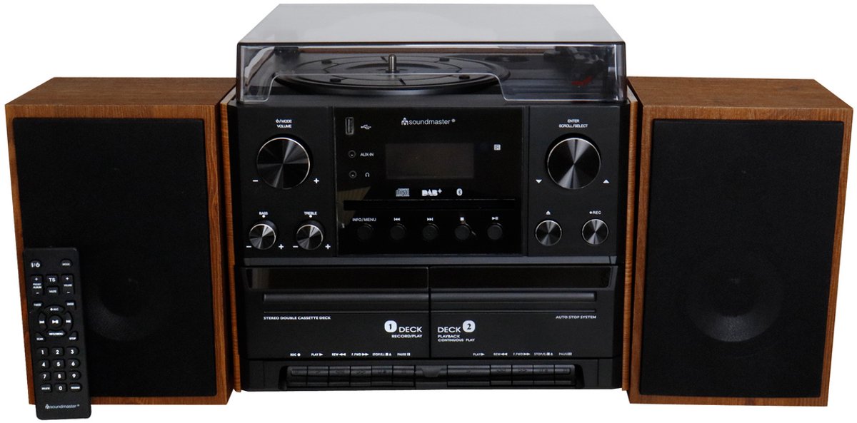 Soundmaster MCD5600BR - Muziekcenter - DAB+ Bluetooth Platenspeler - Bruin