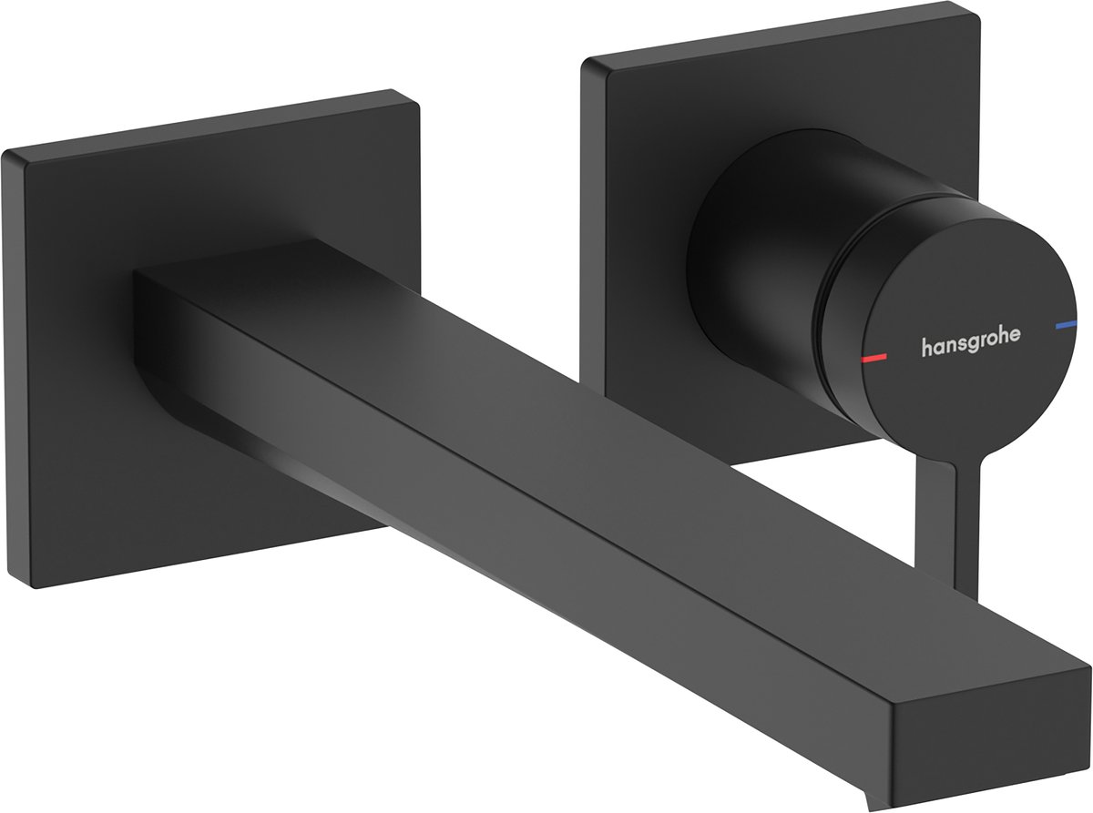hansgrohe Tecturis E Eéngreeps wastafelkraan inbouw voor wandmontage met uitloop 22,5 cm mat zwart