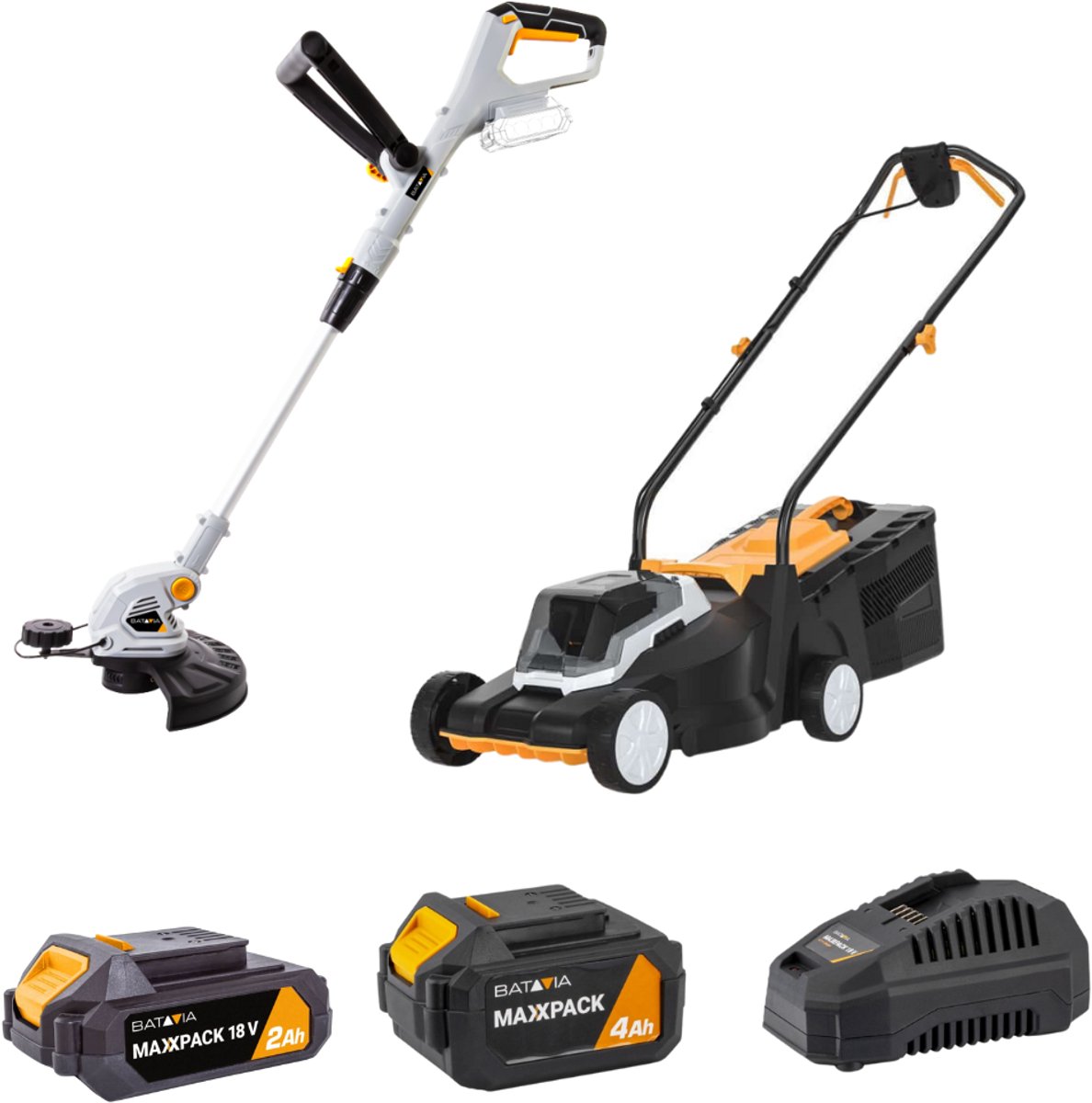 Batavia 18V Gazonverzorgingsset– Accugrasmaaier en grastrimmer voor compleet gazononderhoud