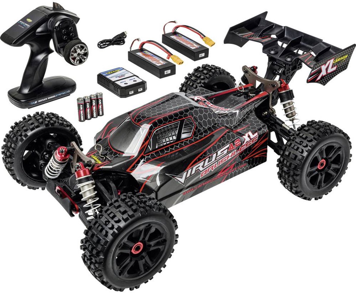 Carson Modellsport Virus 4.2 XL Zwart, Rood 1:8 RC auto Elektro Buggy 100% RTR 2,4 GHz Incl. accu, oplader en batterijen voor de zender