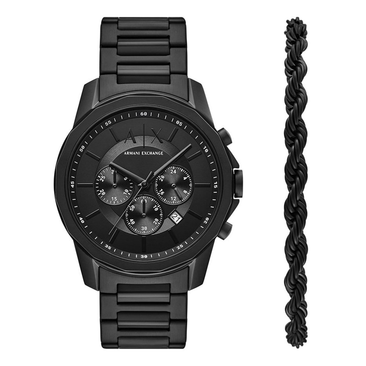 Armani Exchange Heren Horloge geschenkset - Zwart