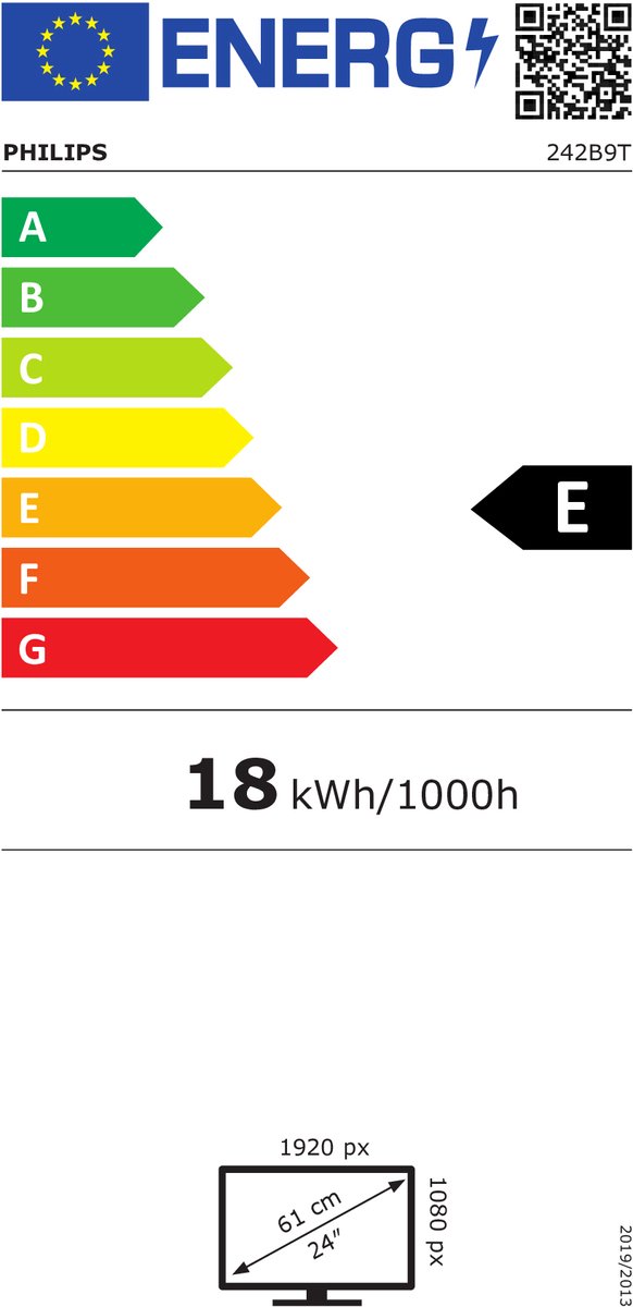 Philips 242B9T/00 computer monitor 60,5 cm (23.8") 1920 x 1080 Pixels Full HD LCD Tafelblad Zwart