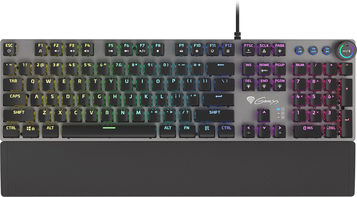 GENESIS Thor 400 RGB toetsenbord Gamen USB QWERTY US International Zwart, Donkergrijs