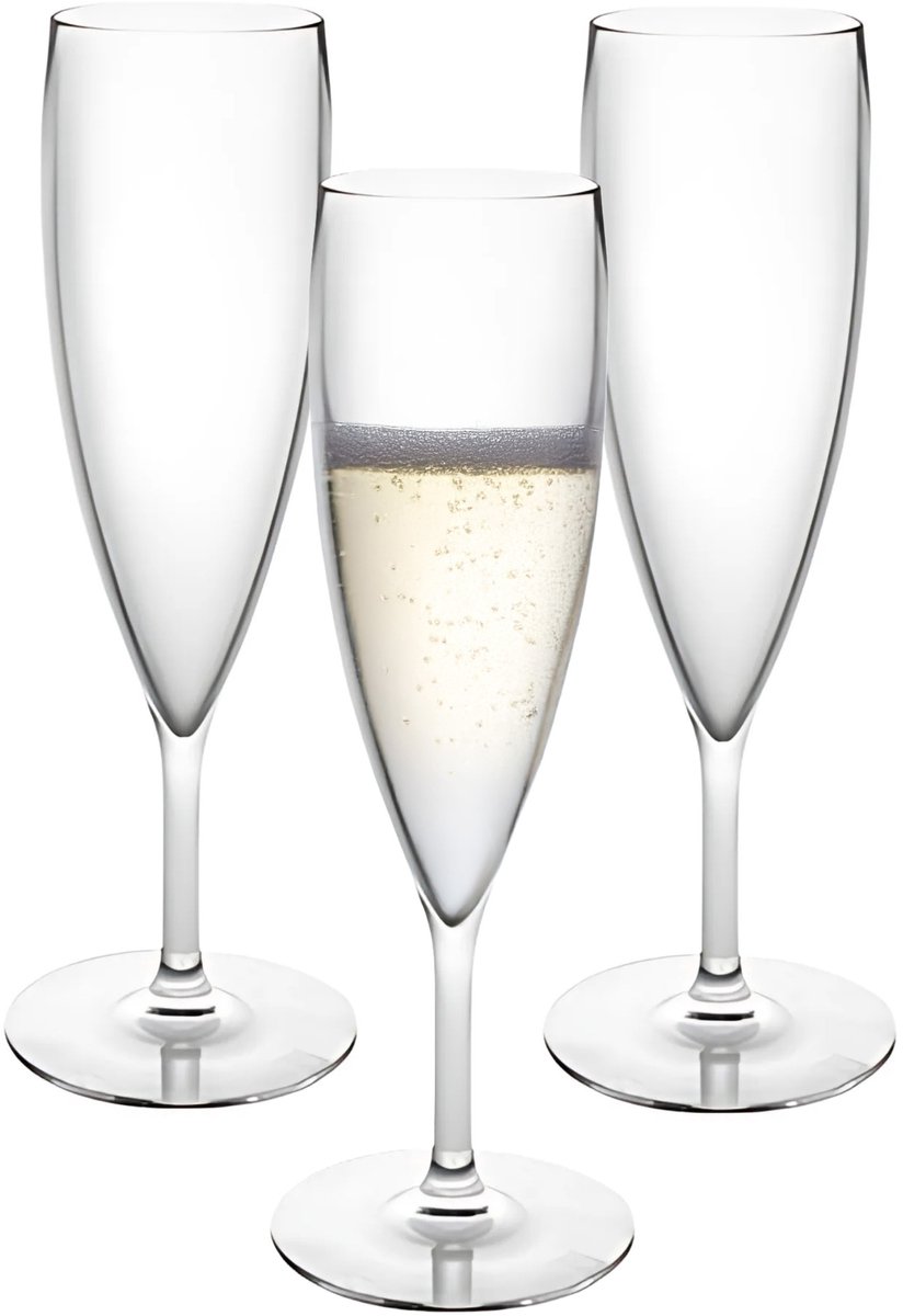 Bruiloft Champagne/prosecco flute glazen - 25x - 160 ml - onbreekbaar transparant kunststof -