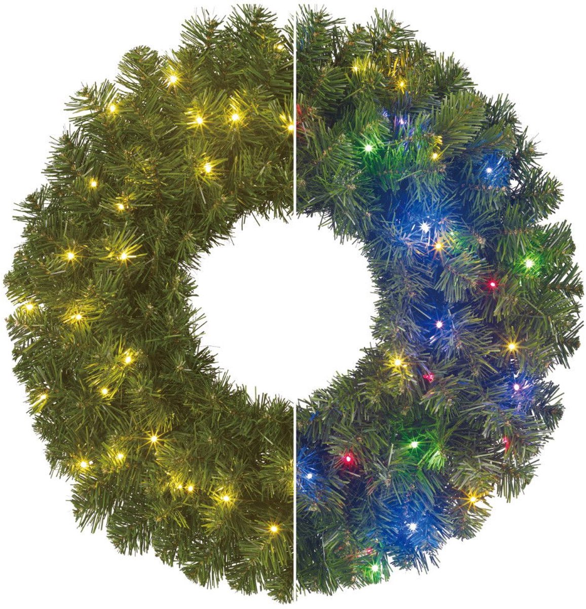 Limber krans led outdoor groen warm wit multicolour 100L TIPS 220 en timer & dimmer afstandsbediening h15xd90 cm Black Box - Black box