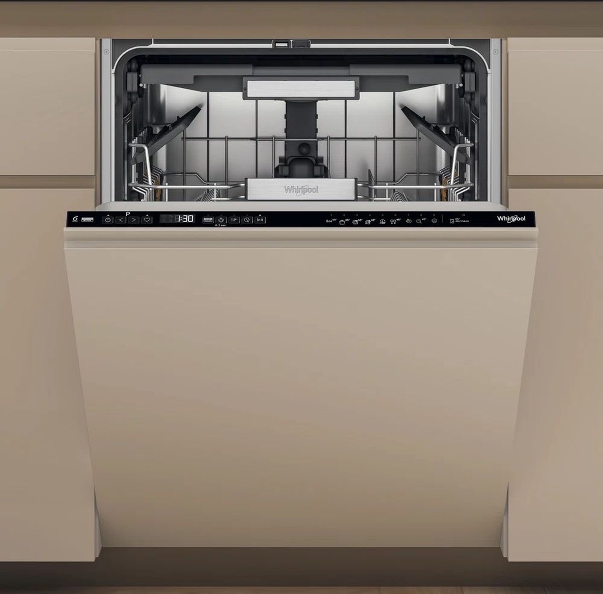 Whirlpool W7IHP40LC - Inbouw vaatwasser - Besteklade Automatische deuropening - Zwart