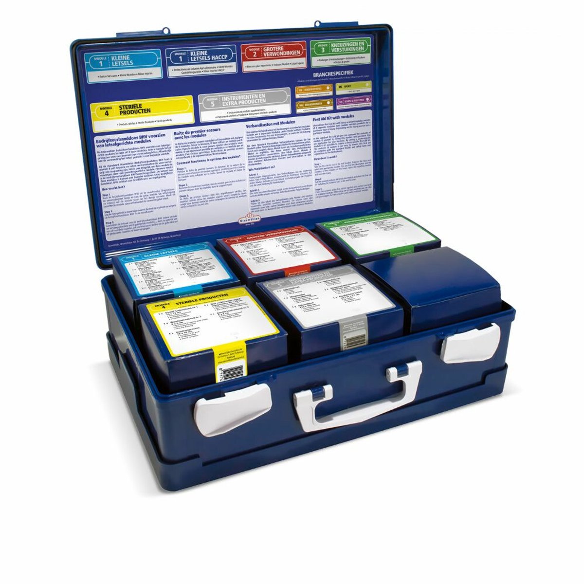 3x HeltiQ BHV Verbanddoos Modulair Blauw