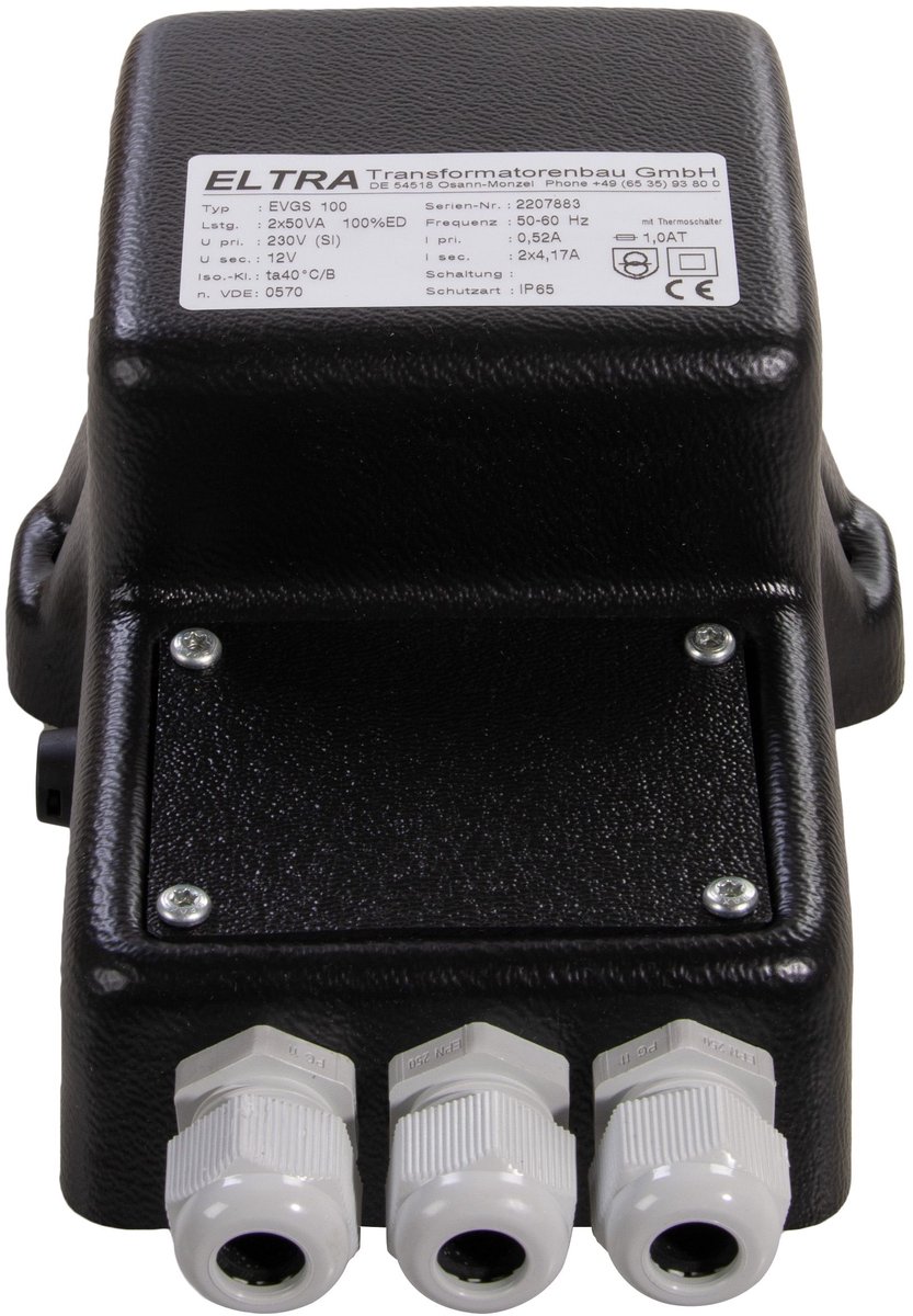 Eltra Transformator EVGS 100VA 230V-12V 2 uitgangen - Eltra