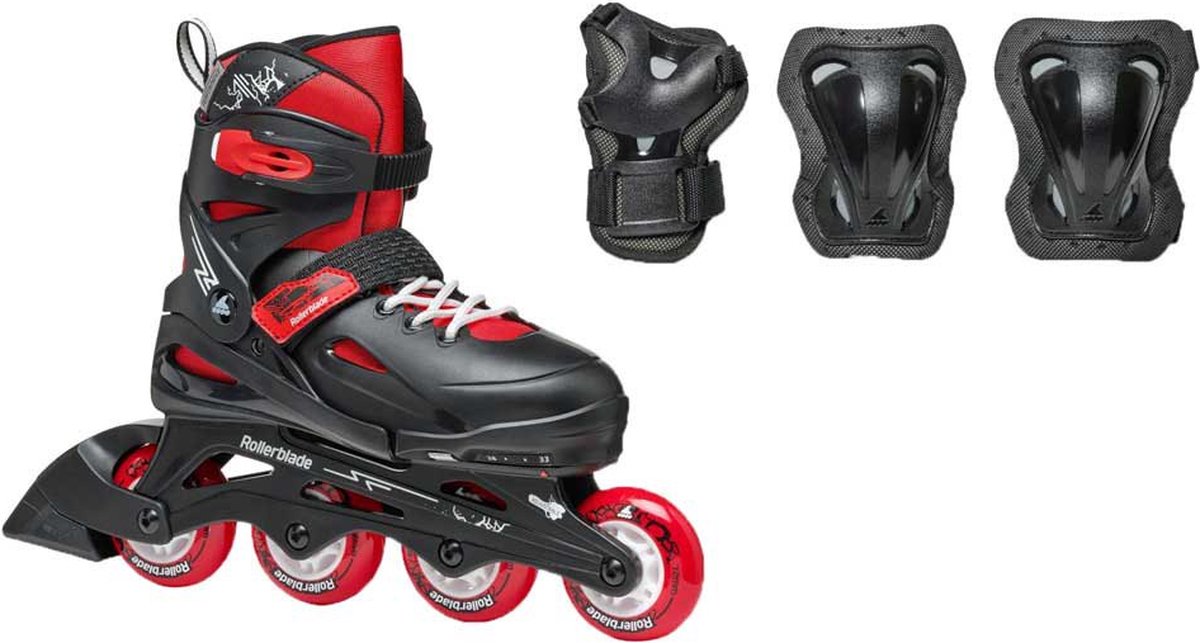 Rollerblade Rolschaatsset - Fury Combo - Zwart/Rood - Skeelers - Rollerblade - 33/38 - Rolschaatsen