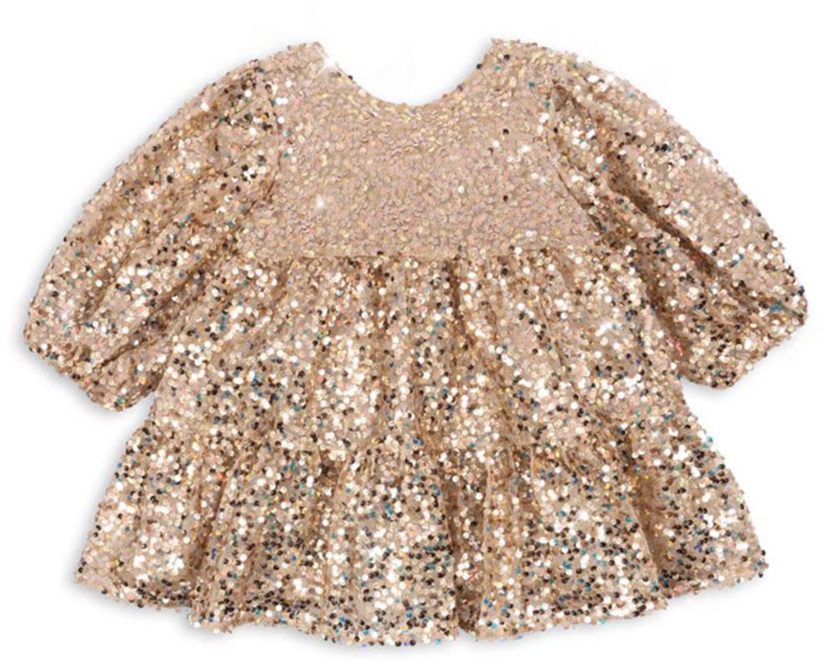 Konges Sløjd Jurk - Paarse pailletten Bow - Gold Glitter - Konges Sløjd - 3 jaar (98) - Jurk