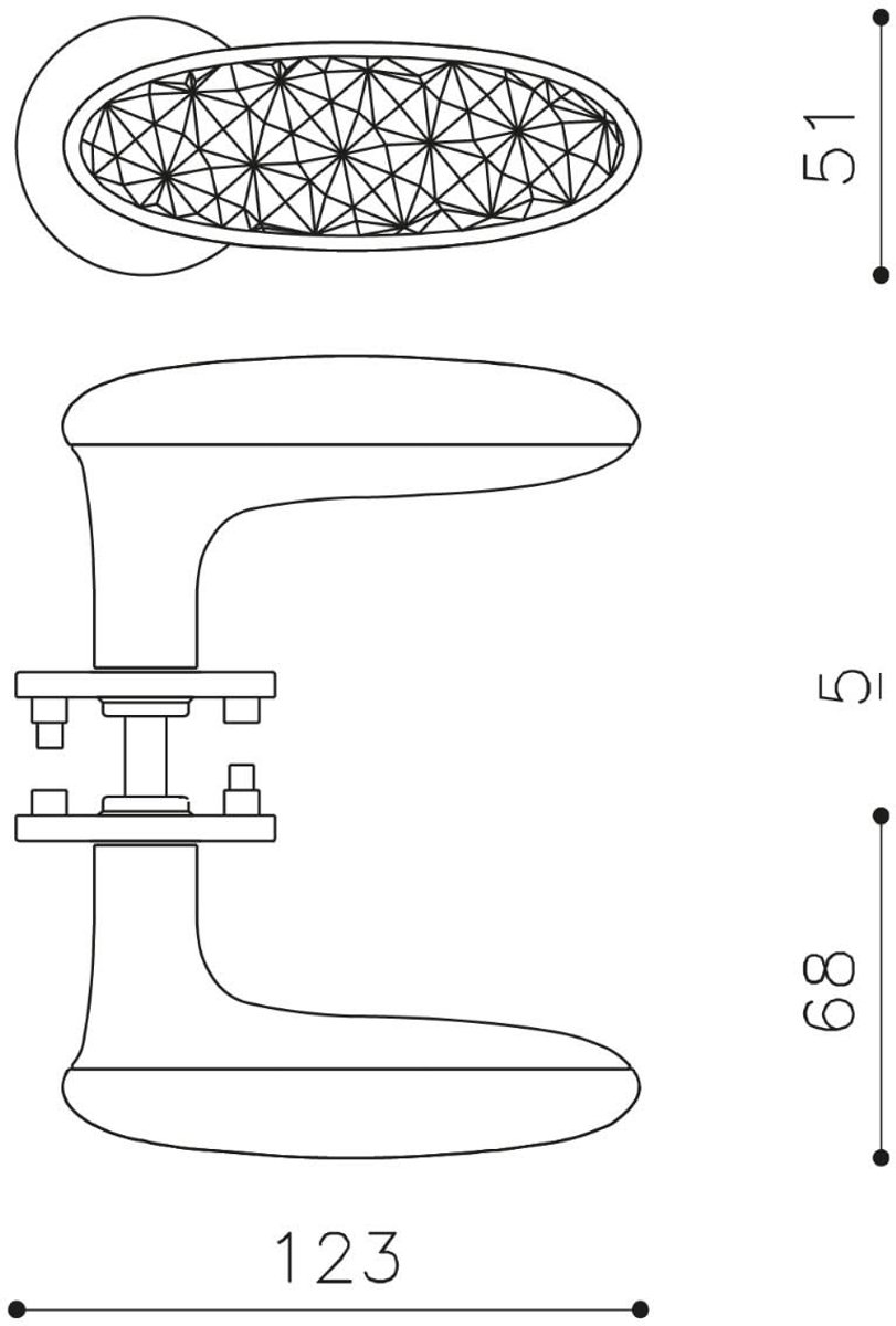 Olivari | Deurkruk Crystal Diamond op rozet | Messing titaan PVD