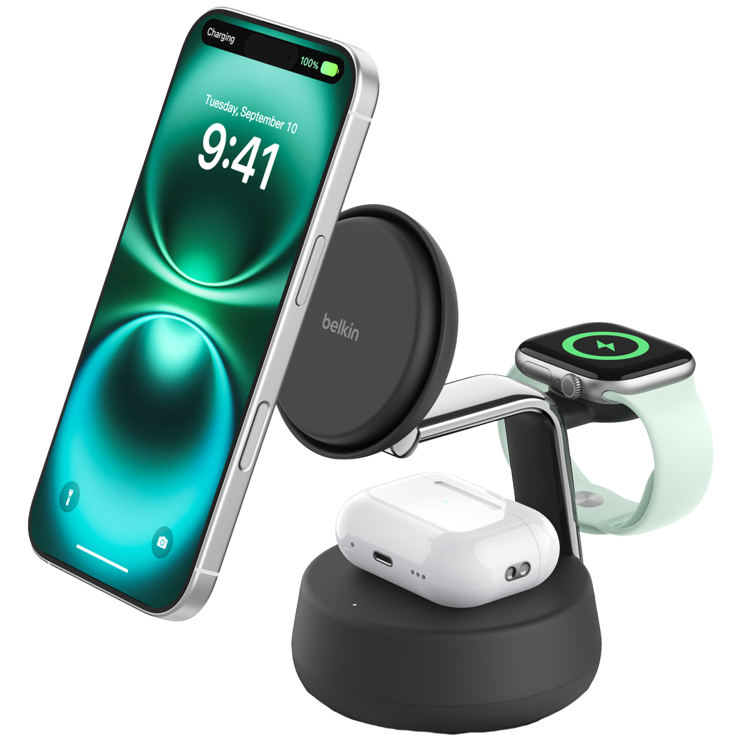 Belkin Ultracharge Pro 25w Qi2 3-in-1 Magnetische Draadloze Lader – Charcoal Oplader