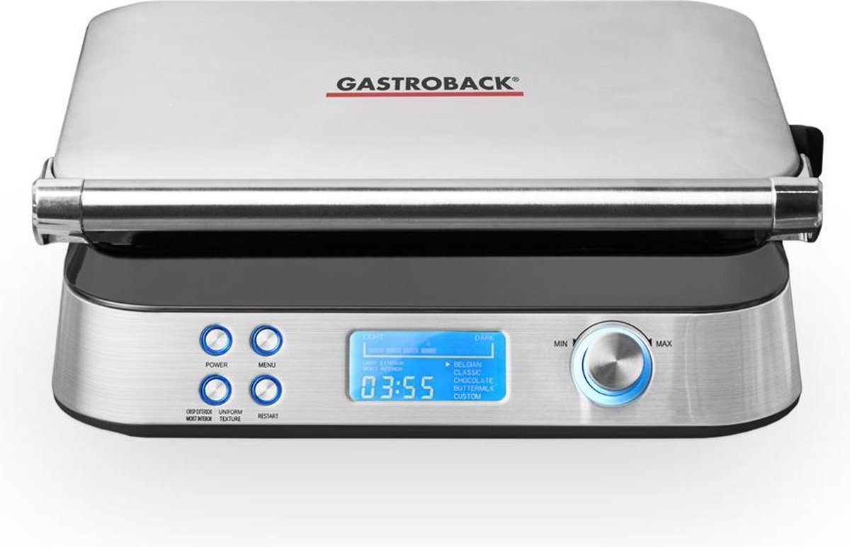 Gastroback Advanced Control - Wafelmaker 1600 W - Antikleeflaag - Zwart/Zilver (2 stuks)