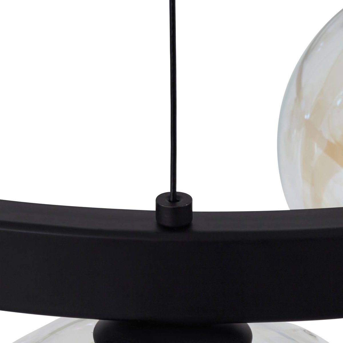 Lucande - Marvi hanglamp, Ø 68 cm, zwart, glas, metaal