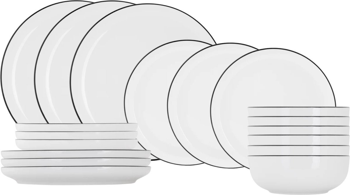 Cosy & Trendy Serviesset Renee 18-delig / 6 personen - 6 dinerborden, 6 ontbijtborden en 6 kommen