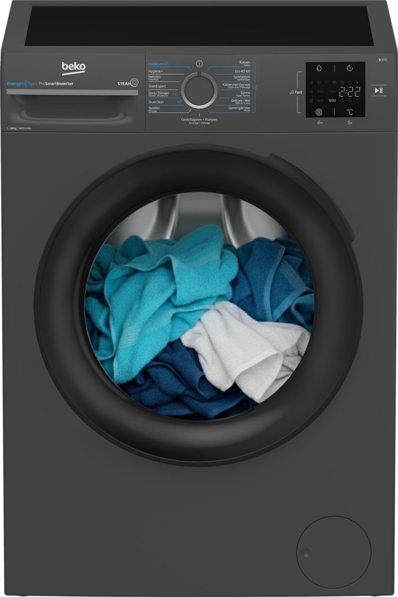 Beko BM3WFT31041A1 - Wasmachine - EnergySpin 10 kg - Manhattan Gray
