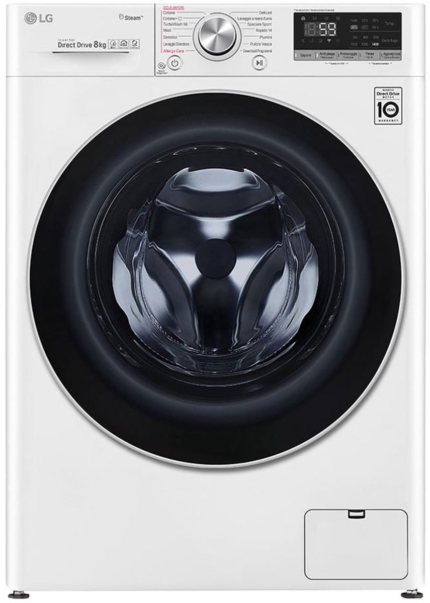 LG GC3V508S1 - Wasmachine - 8 kg - TurboWash™ 59 - AI DD™ motor - Stoomfunctie - Wit