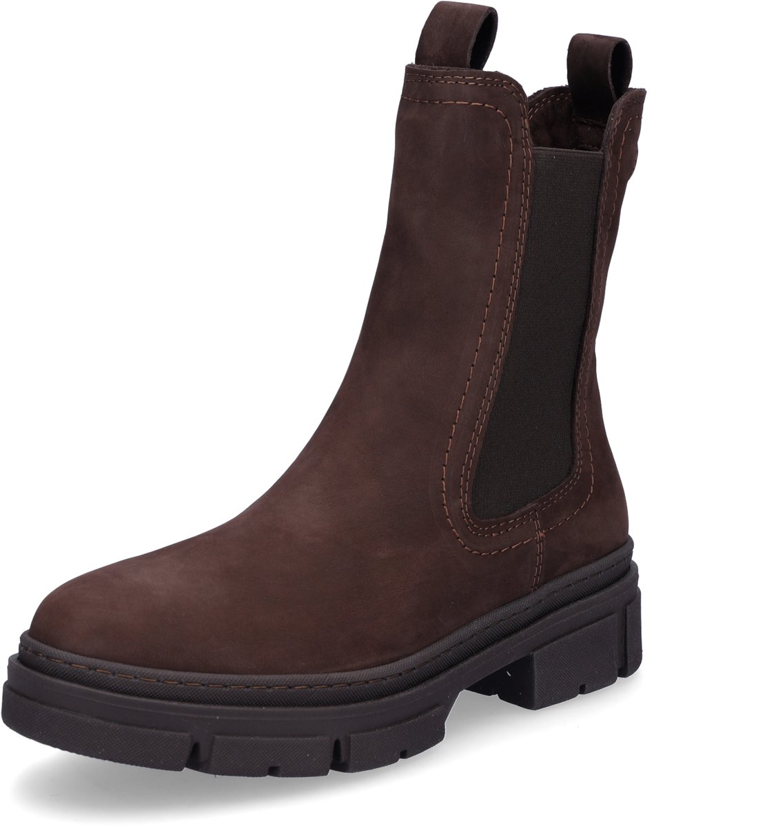 Tamaris Dames Mocca Bruine Leren Klassieke Hoge Chelsea Enkellaarsjes