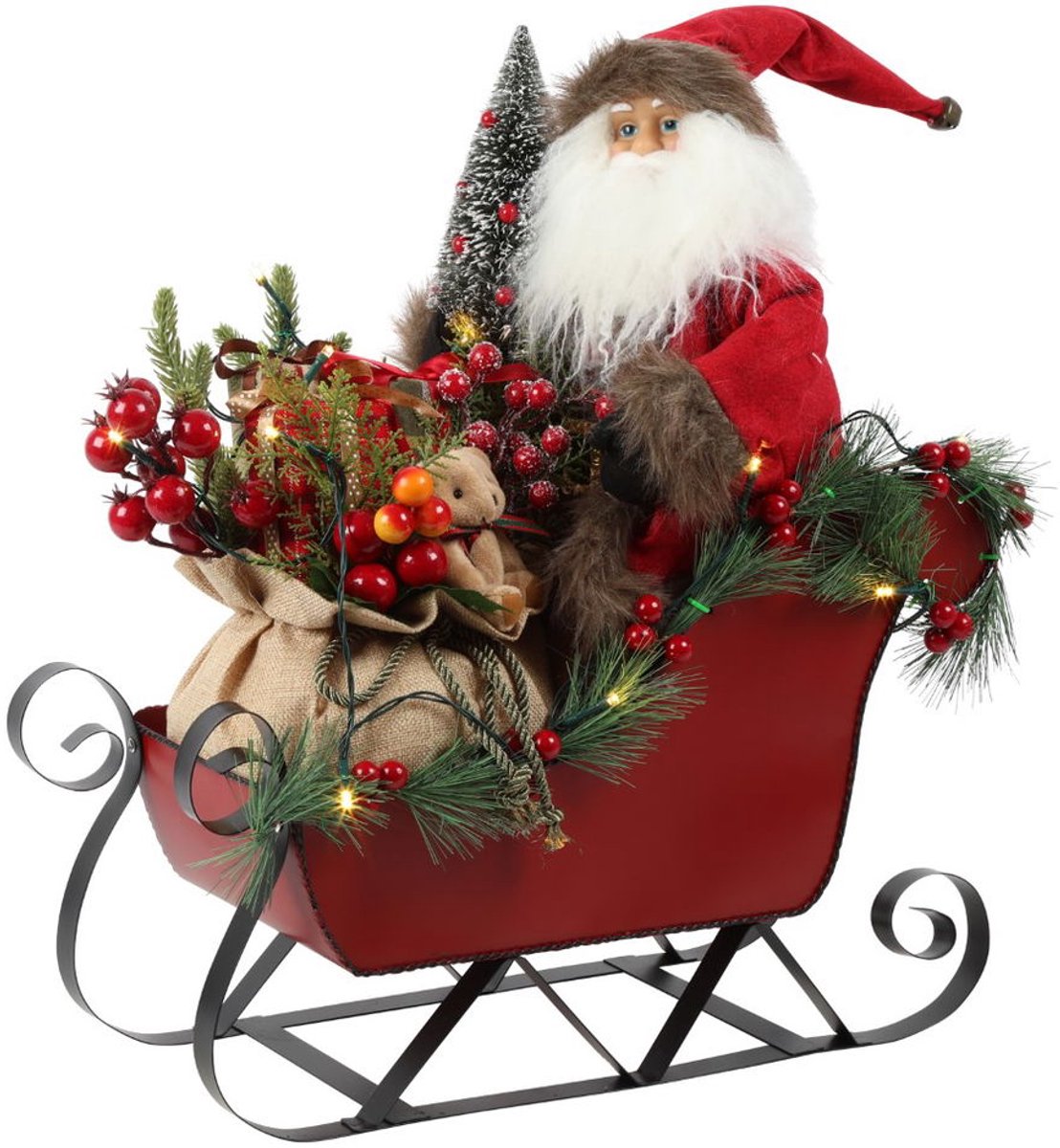 Kerstman i/slee LED David rood Countryfield - Countryfield