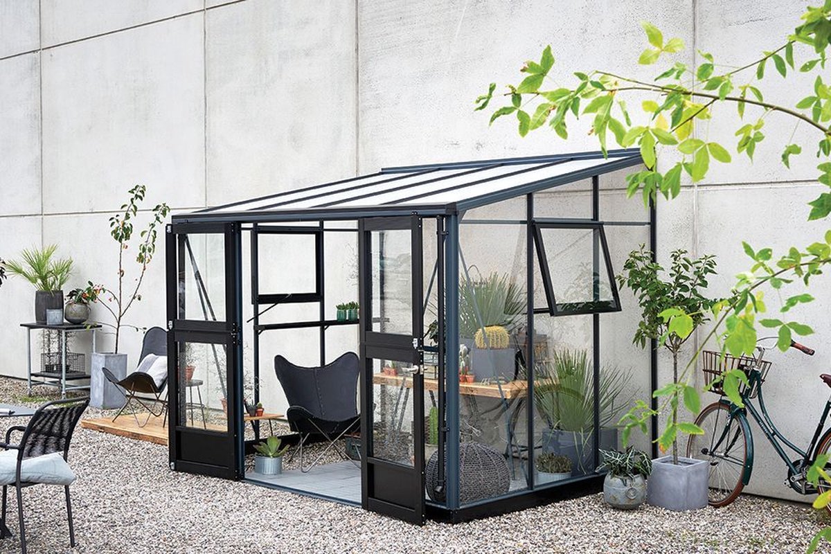 Muurkas Veranda 6,6 antraciet 3 mm veiligheidsglas 10 mm polycarbonaat Royal Well - Royal well