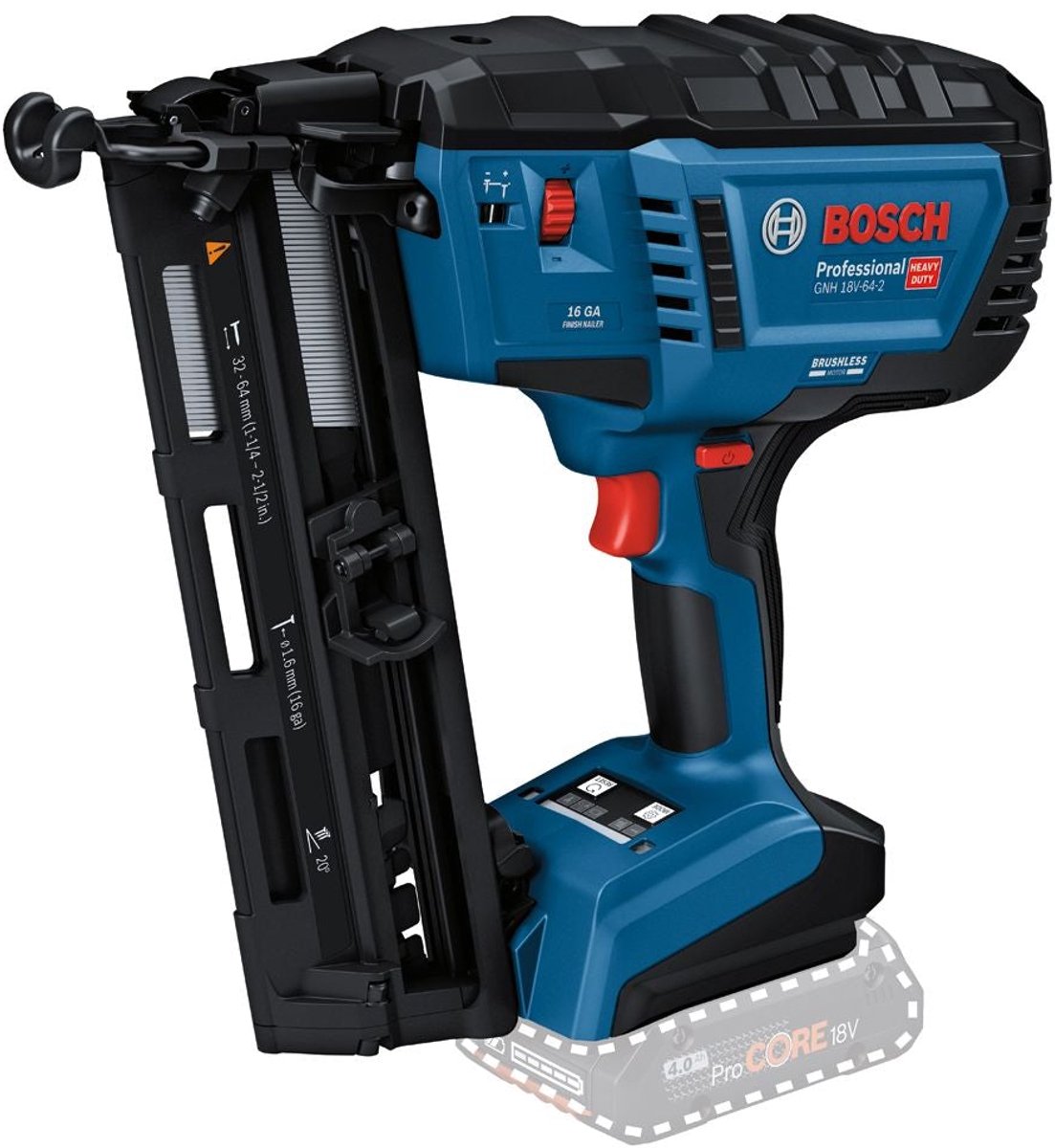 Bosch Professional GNH 18V-64-2 Accu Afwerktacker 16Ga 18V Basic Body - 0601482100