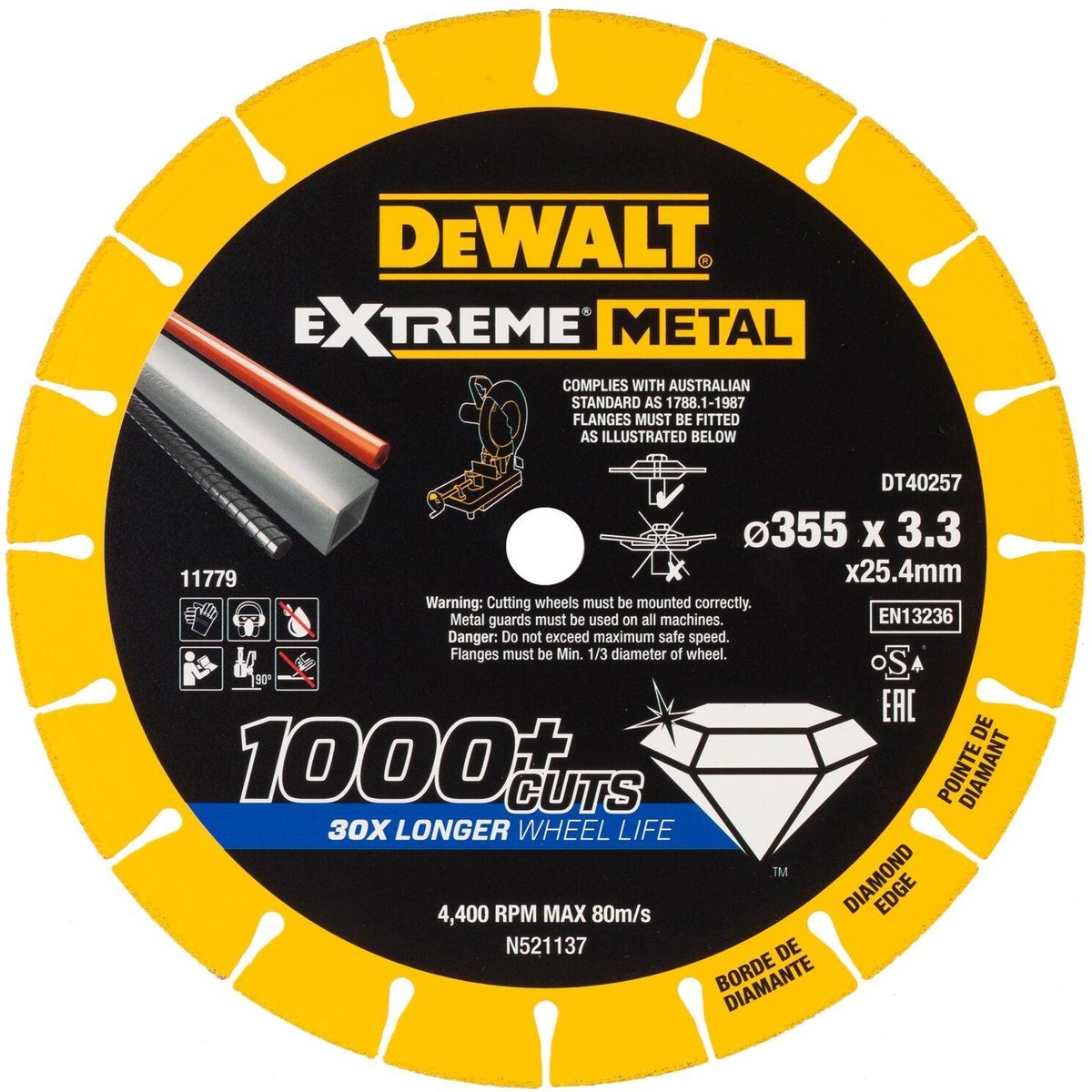 DeWALT DT40257 EXTREME™ Metal Diamant Doorslijpschijf 355mm