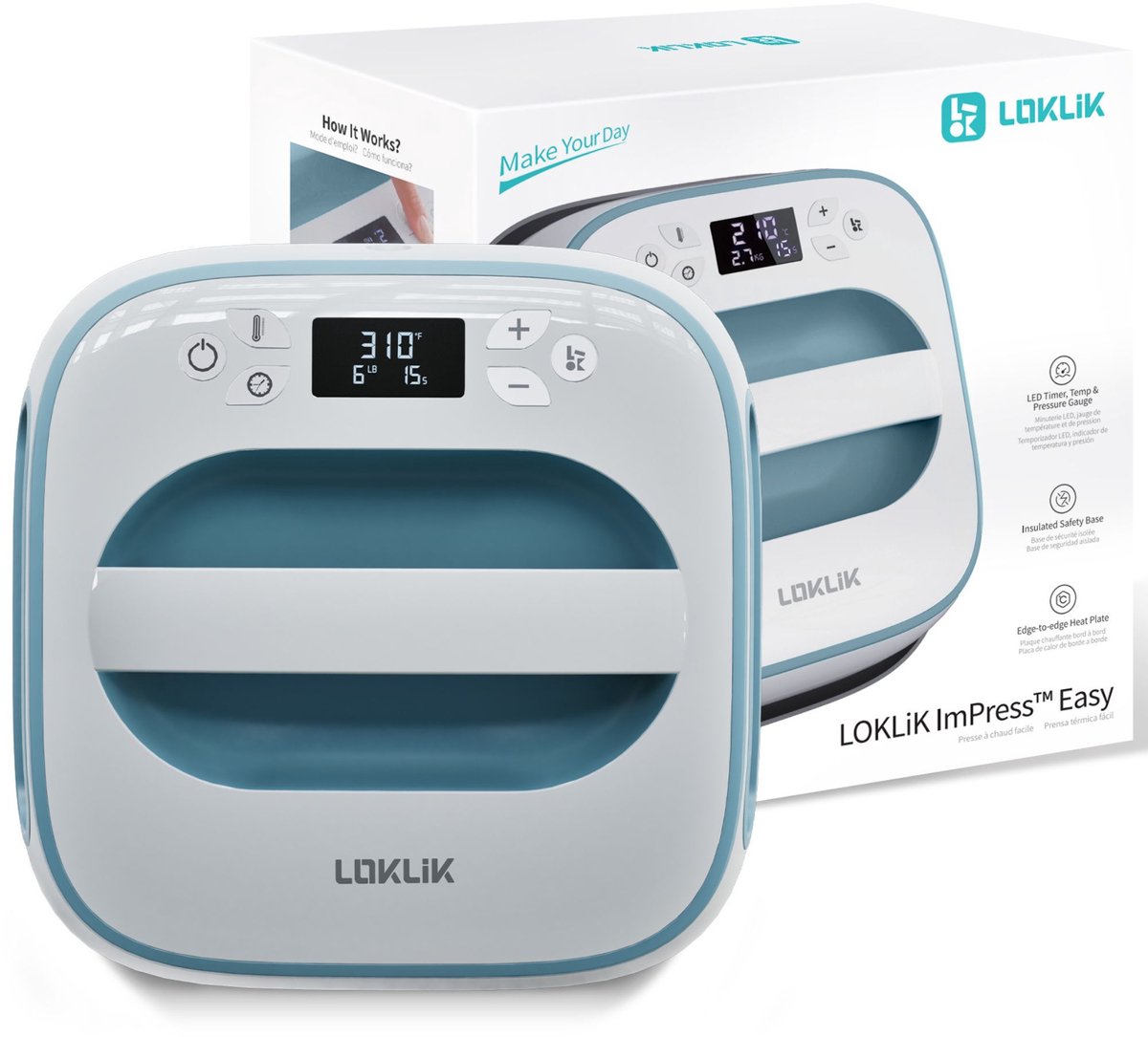 Loklik Easy Heat Press Verwarmingspers Blauw