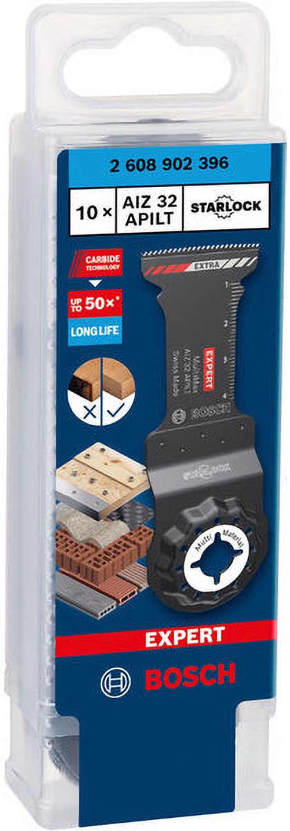 Bosch Accessoires EXPERT Starlock CoatedCarbide invalzaagblad AIZ 32 APILT Carbide, Multimaterial, Curved-Tec 32 x 46 mm 10 - 2608902396