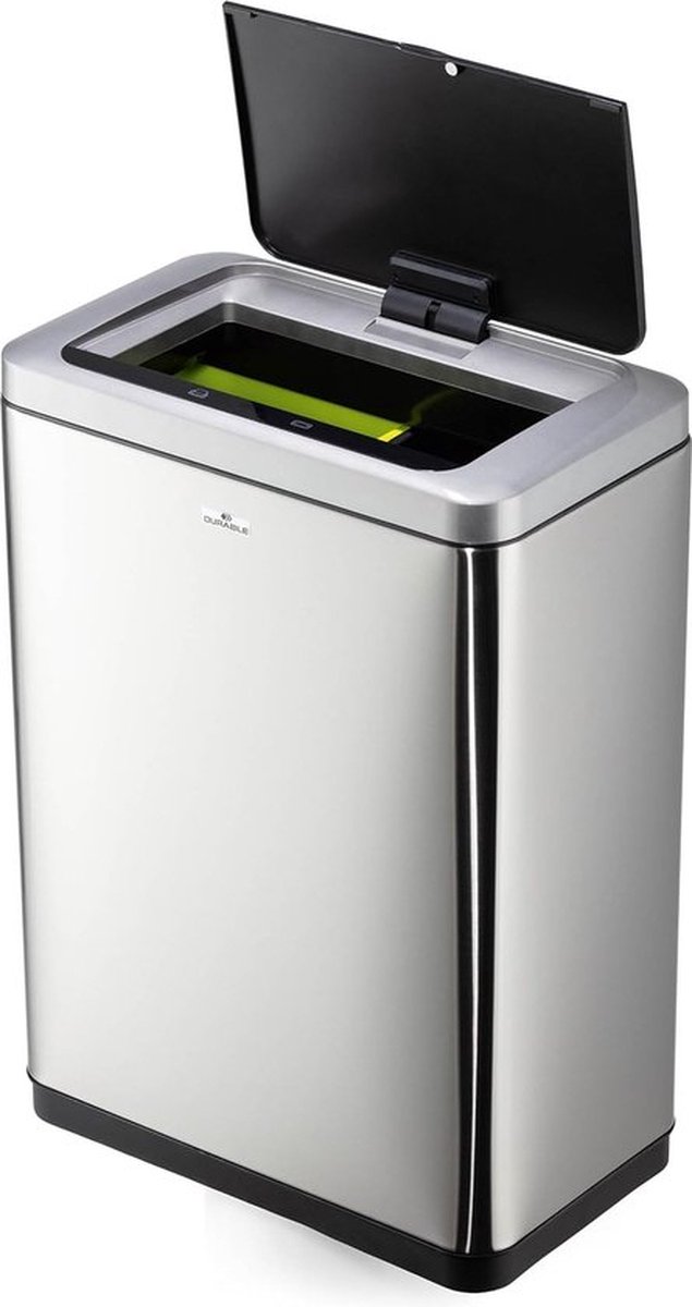 Durable NO TOUCH DUO 342423 Afvalbak 40 l (b x h x d) 460 x 650 x 270 mm Zilver Met automatische deksel 1 stuk(s)