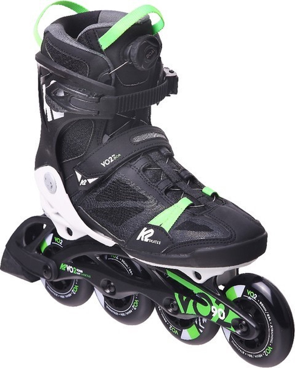 K2 VO2 90 BOA Black/White/Green - Fitness Tour Skates - 43.5