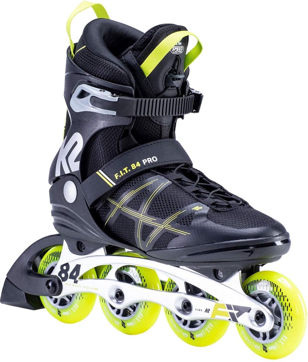 K2 - F.I.T. 84 Pro Black Yellow - Recreatie Fitness Skates - 44.5