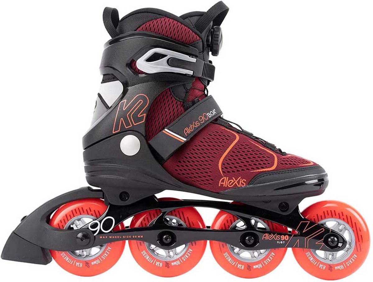 K2 - Alexis 90 Boa Burgandy Orange - Fitness Tour Skates - 38