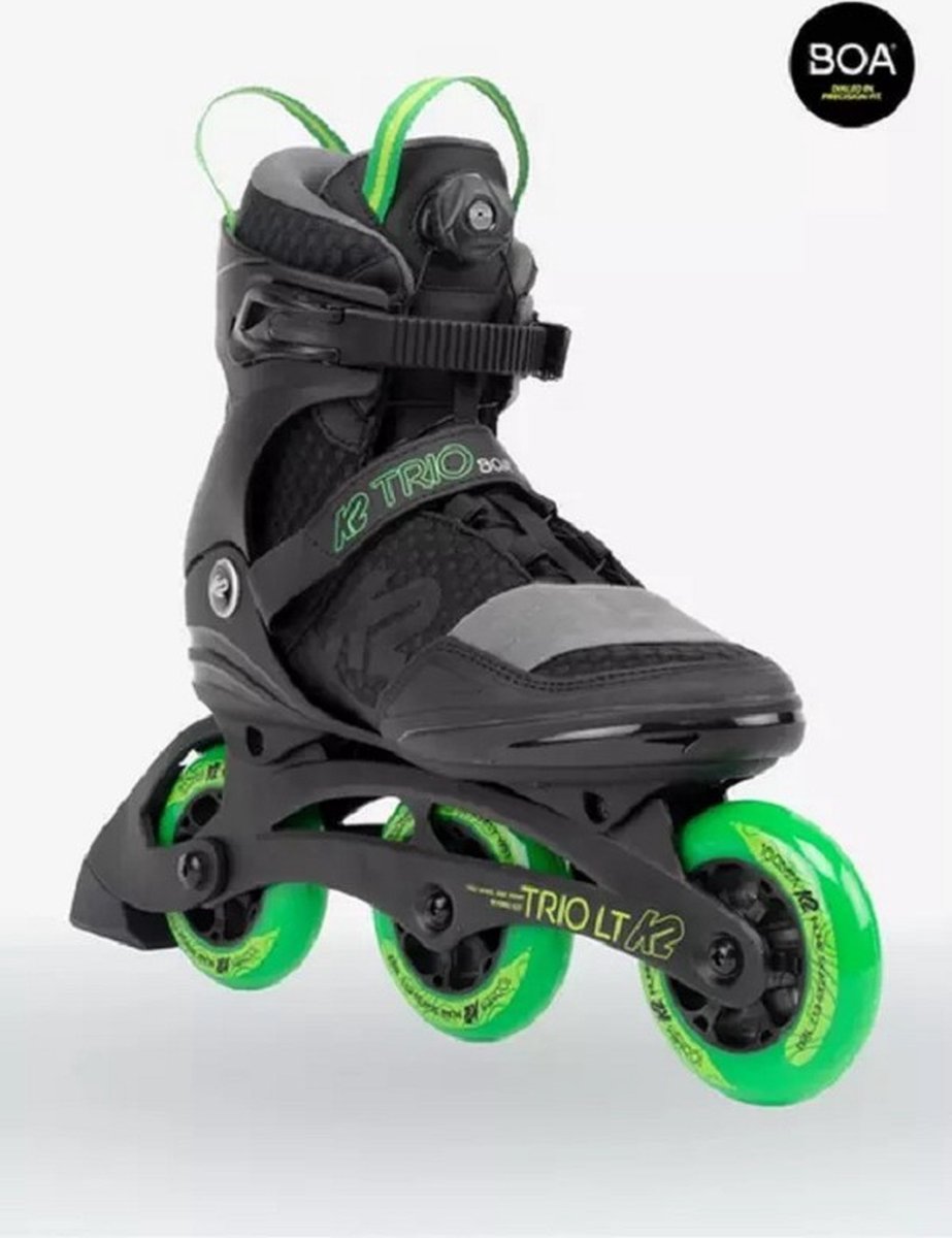 K2 - Trio LT 100 Black/Green BOA - Tri Skates - 41.5