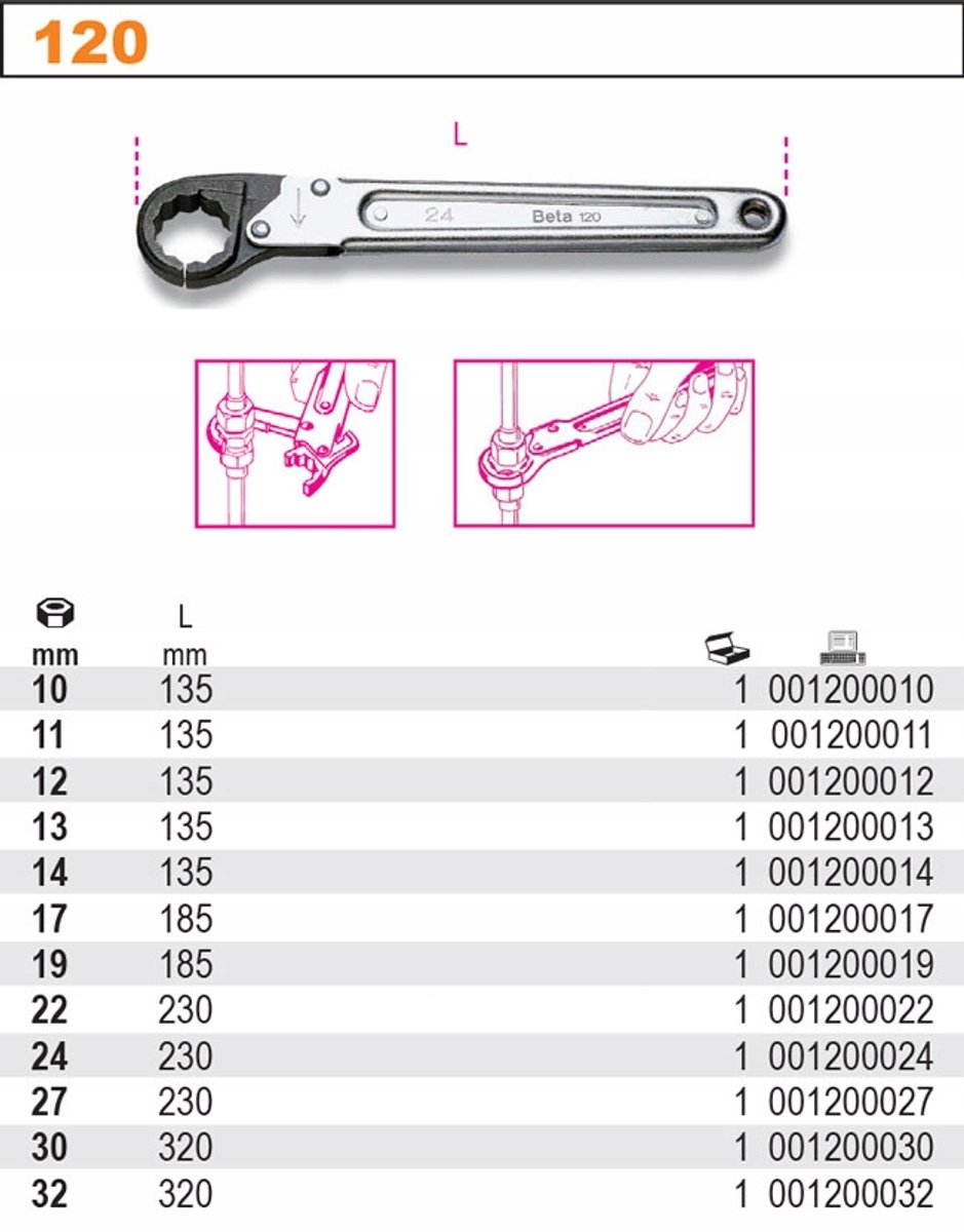 Beta Open ringratelsleutels 120 30 - 001200030