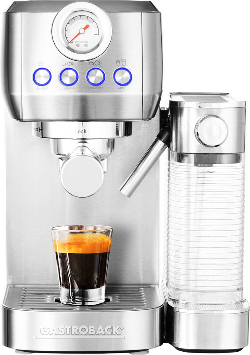 Gastroback Piccolo Pro M - Handmatig Espressomachine 1,3 l - 20 bar - Zwart/Roestvrijstaal